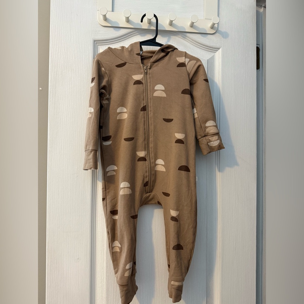 JAX AND LENNON Cozy Brown Kids Hooded One Piece